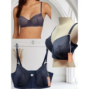 Thirdlove (40D) Eyelet Lace Balconette Blue Bra